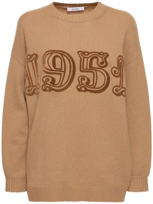 Sweter wełniany Max Mara beżowy