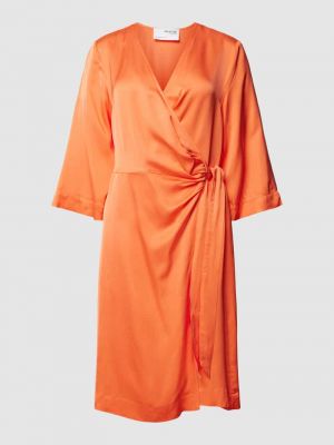 Sukienka z wiskozy z dekoltem w serek Selected Femme pomarańczowa