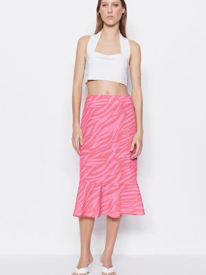 Spódnica midi Trendyol różowa