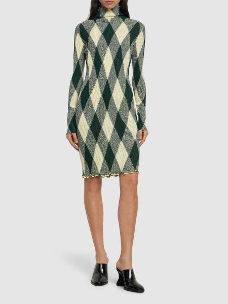 Bavlněné hedvábné midi šaty Burberry zelené