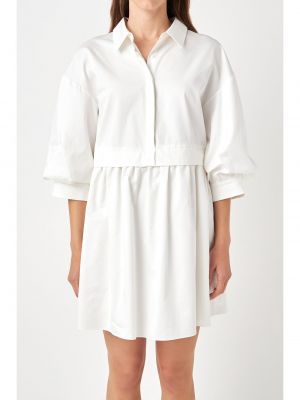 Женское платье-рубашка с пышными рукавами English Factory белый