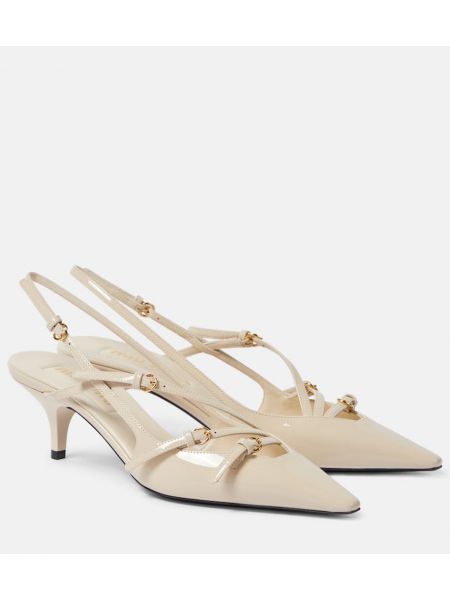 Slingback lakoti dabīgās ādas laiviņas Miu Miu balts