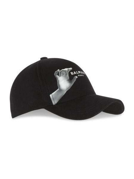 Gorra de algodón Balmain negro