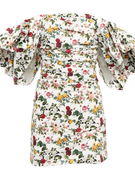 Sukienka bawełniana w kwiatki Oscar De La Renta biała