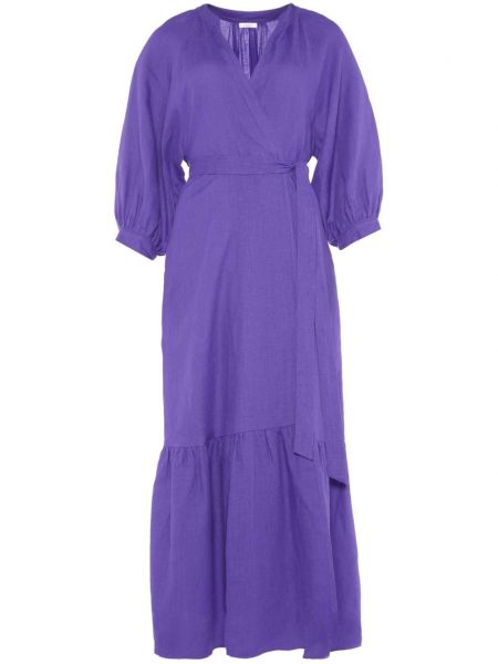Lněné dlouhé šaty Eres fialové
