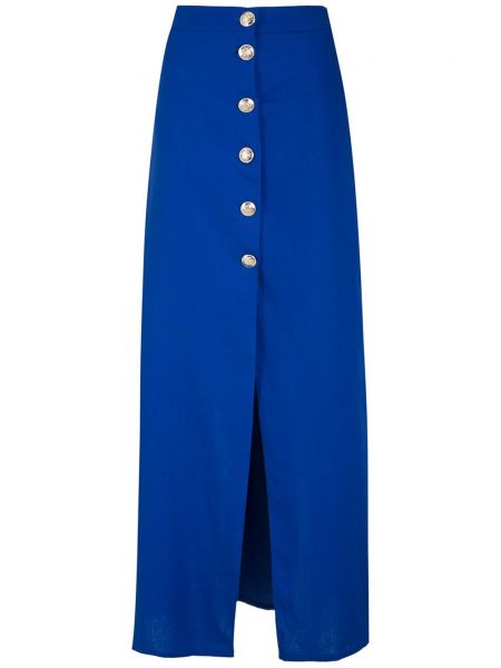 Λινή φούστα με κουμπιά Adriana Degreas μπλε