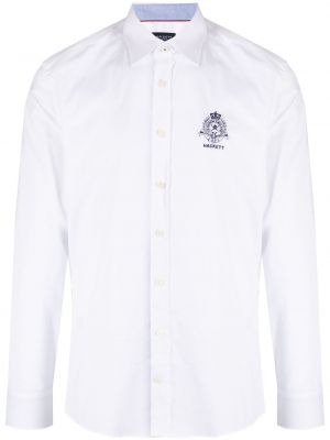 Bavlněná košile s výšivkou Hackett bílá