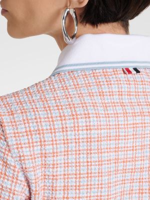 Bombažna polo majica s karirastim vzorcem iz tvida Thom Browne oranžna
