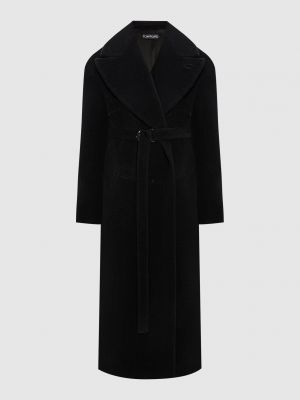 Шерстяное пальто из альпаки Tom Ford черное