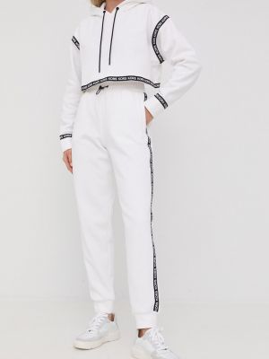 MICHAEL Michael Kors pantaloni de trening femei, culoarea alb, cu imprimeu
