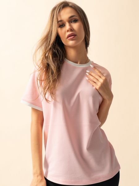 Oversize kokvilnas t-krekls Know rozā