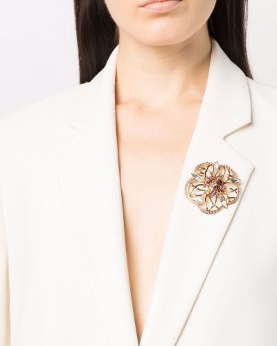 Gėlėtas sagė su kristalais Givenchy Pre-owned auksinė