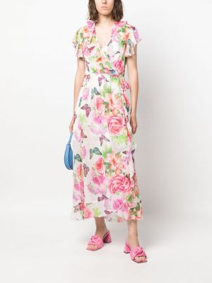Květinové šaty s potiskem s volány Blugirl bílé