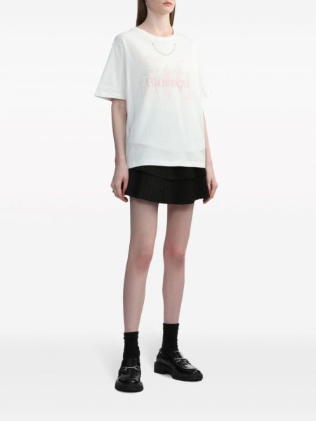 Geblümte t-shirt mit perlen mit print B+ab weiß