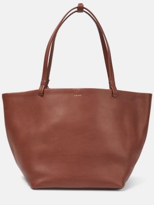 Кожаная сумка шоппер The Row коричневая