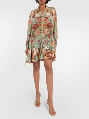 Шелковое платье мини в цветочек Camilla