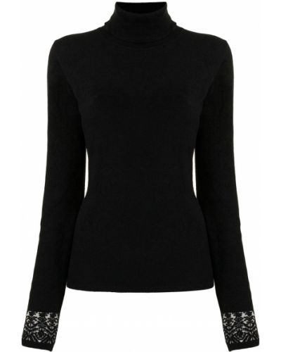Jersey de punto de cuello vuelto de tela jersey Chanel Pre-owned negro