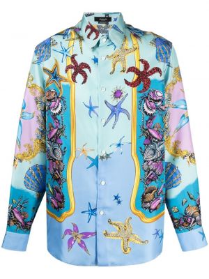 Camisa con estampado de estrellas Versace azul