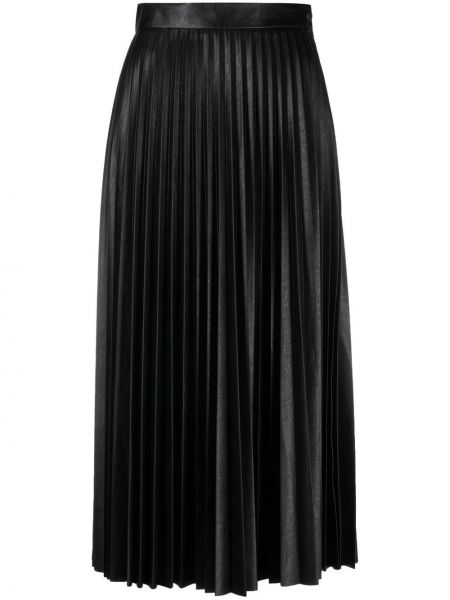 Плисирана кожена пола черно Mm6 Maison Margiela
