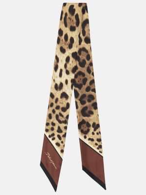 Hodvábny šál s potlačou s leopardím vzorom Dolce&gabbana hnedá