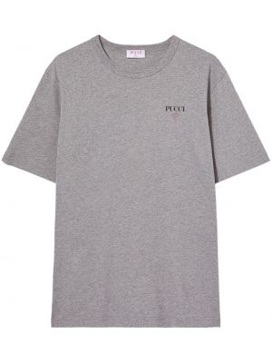 Bavlněné tričko s potiskem Pucci šedé