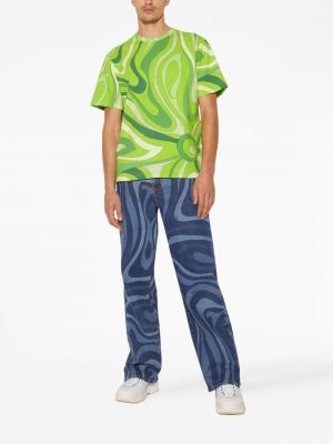 Koszulka bawełniana z nadrukiem w abstrakcyjne wzory Pucci zielona