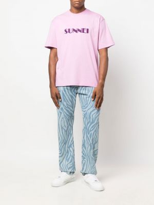 Kokvilnas t-krekls ar izšuvumiem Sunnei rozā