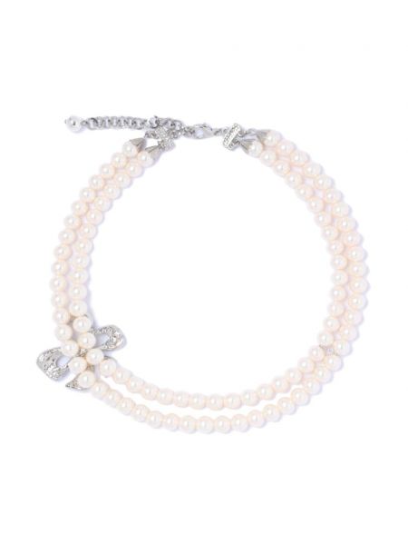 Křišťálový náhrdelník s mašlí s perlami Alessandra Rich