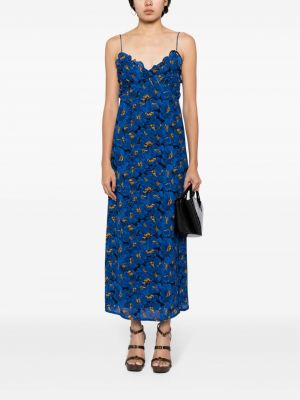 Sukienka midi w kwiatki z nadrukiem Faithfull The Brand niebieska