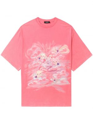 T-shirt en coton à imprimé We11done rose