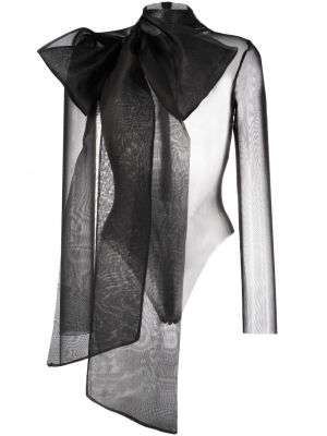 Прозрачен боди с панделка Atu Body Couture черно