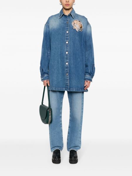 Koszula jeansowa z kryształkami Stella Mccartney niebieska