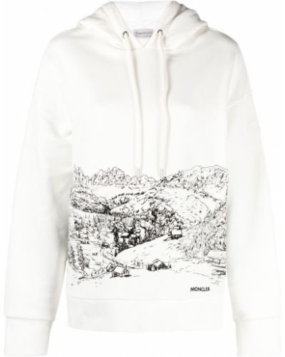 Hoodie con stampa Moncler bianco