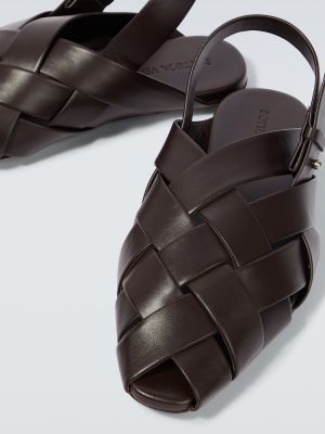 Kožne papuče Bottega Veneta smeđa
