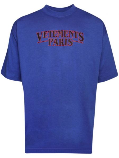 Bavlnené tričko s potlačou Vetements modrá