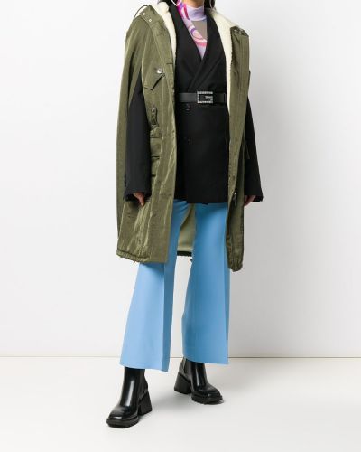 Kabát s kapucí Miu Miu zelený