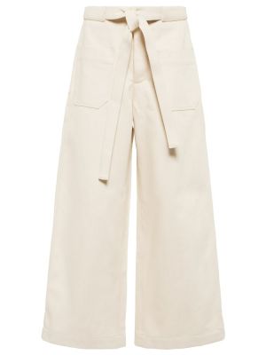 Памучни карго панталони Deveaux New York бяло