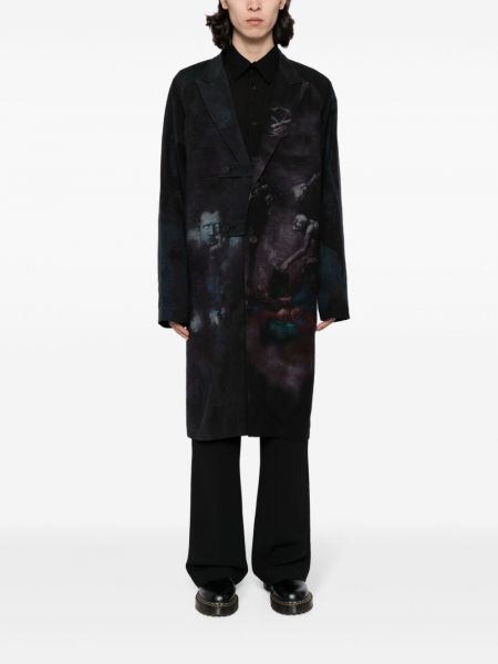 Mantel mit print Yohji Yamamoto schwarz