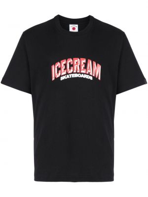Bavlněné tričko s potiskem Icecream černé