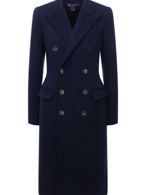 Кашемировое шерстяное пальто Ralph Lauren синее