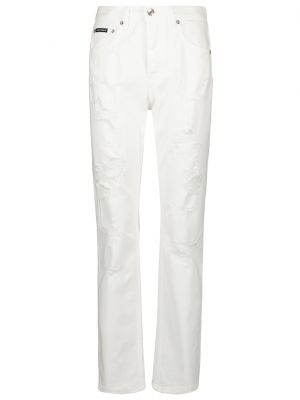 Прямые джинсы с высокой талией Dolce&gabbana белые