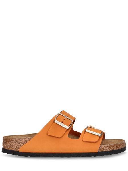 Sandali iz usnja nubuk Birkenstock oranžna