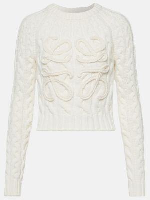 Вълнен пуловер Loewe бяло