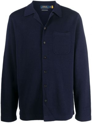 Volneni pulover z gumbi s potiskom Polo Ralph Lauren rjava