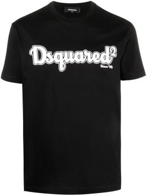 Памучна тениска с принт Dsquared2 черно