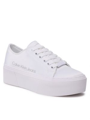 Szatén sneakers Calvin Klein Jeans fehér