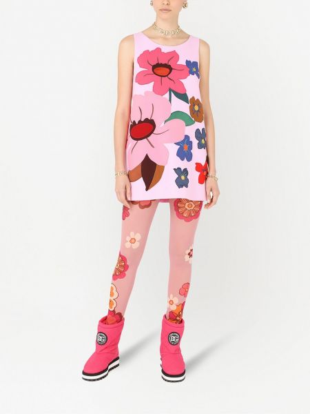 Mini vestido ajustado de flores con estampado Dolce & Gabbana rosa