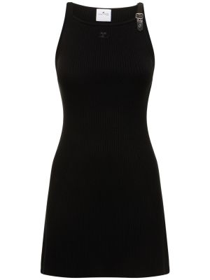 Mini vestido de viscosa de punto Courrèges negro