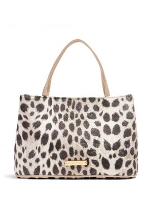 Zamatová nákupná taška s potlačou s leopardím vzorom Loeffler Randall