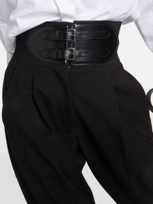 Vlnené nohavice s vysokým pásom Alaã¯a čierna